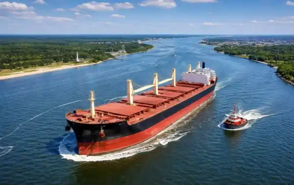 A bulk carrier on the Szczecin–Świnoujście shipping route | POL-AGENT shipping agency